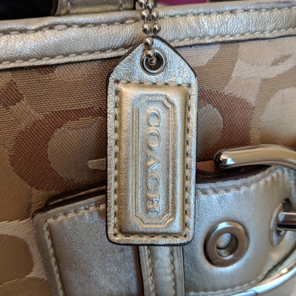 Tan and gold Coach purse - Picture 5 of 6
